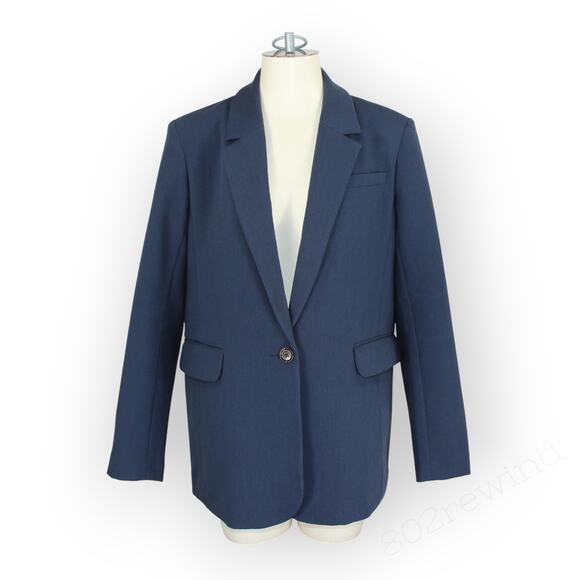 Medium Abercrombie&Fitch Classic Suiting Blazer NavyBlue Office Women - Picture 16 of 16